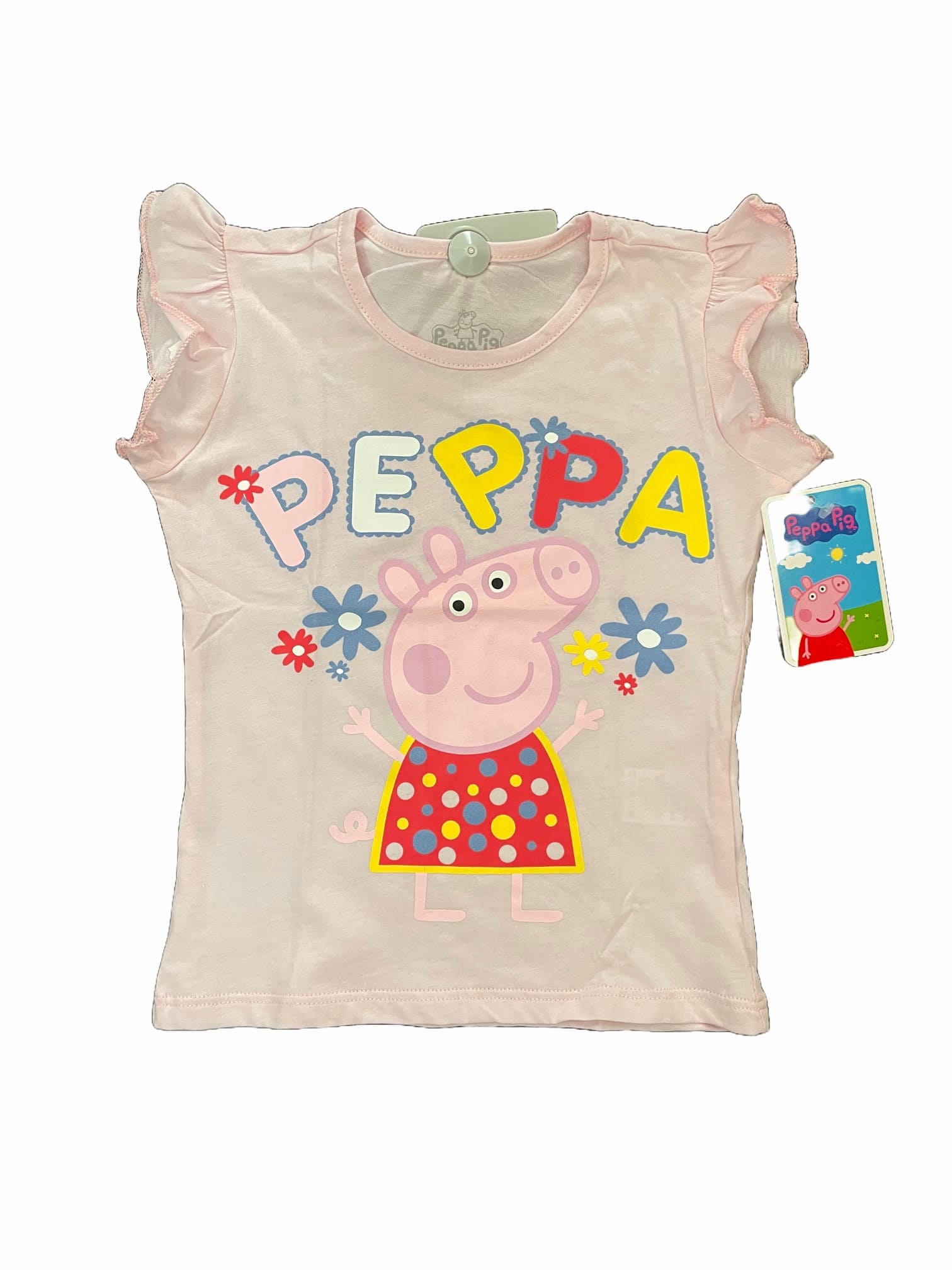 Camiseta básica infantil Peppa Rosa Flores - Saldos A Huevo