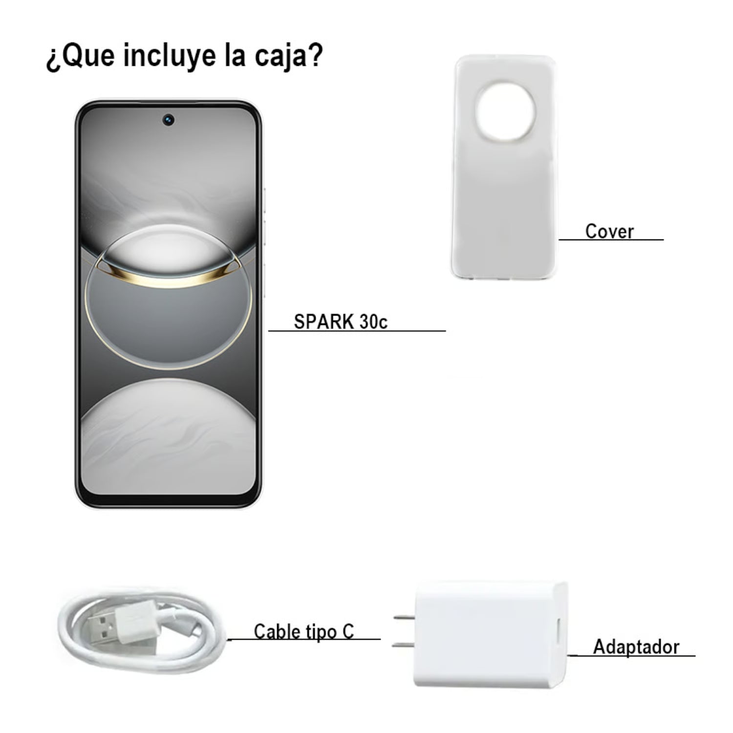 Celular SPARK 30C 256GB + 4GB RAM Blanco - Tecno