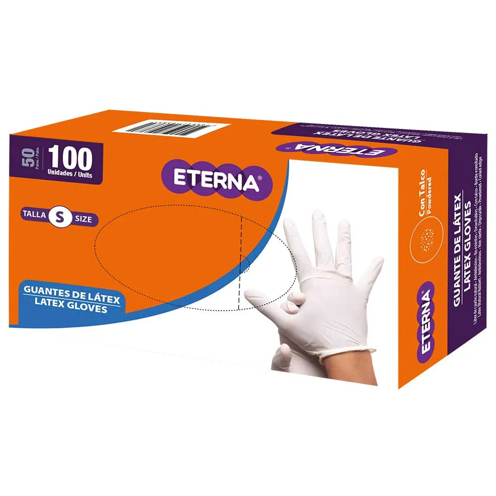 Guantes de Látex Talla S Caja x 100 unidades - ETERNA en oferta outlet Colombia saldos a huevo