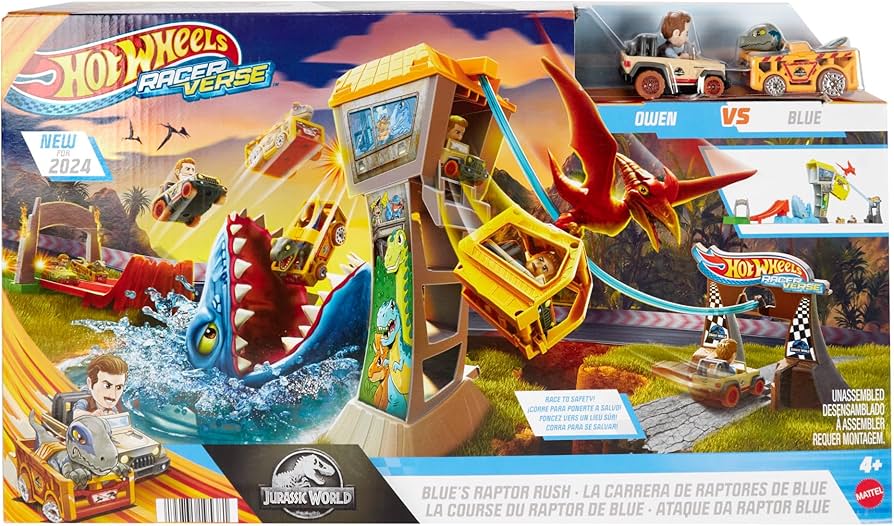 Hot Wheels Racerverse Jurassic World La Carrera de Raptores de Blue - Saldos A Huevo