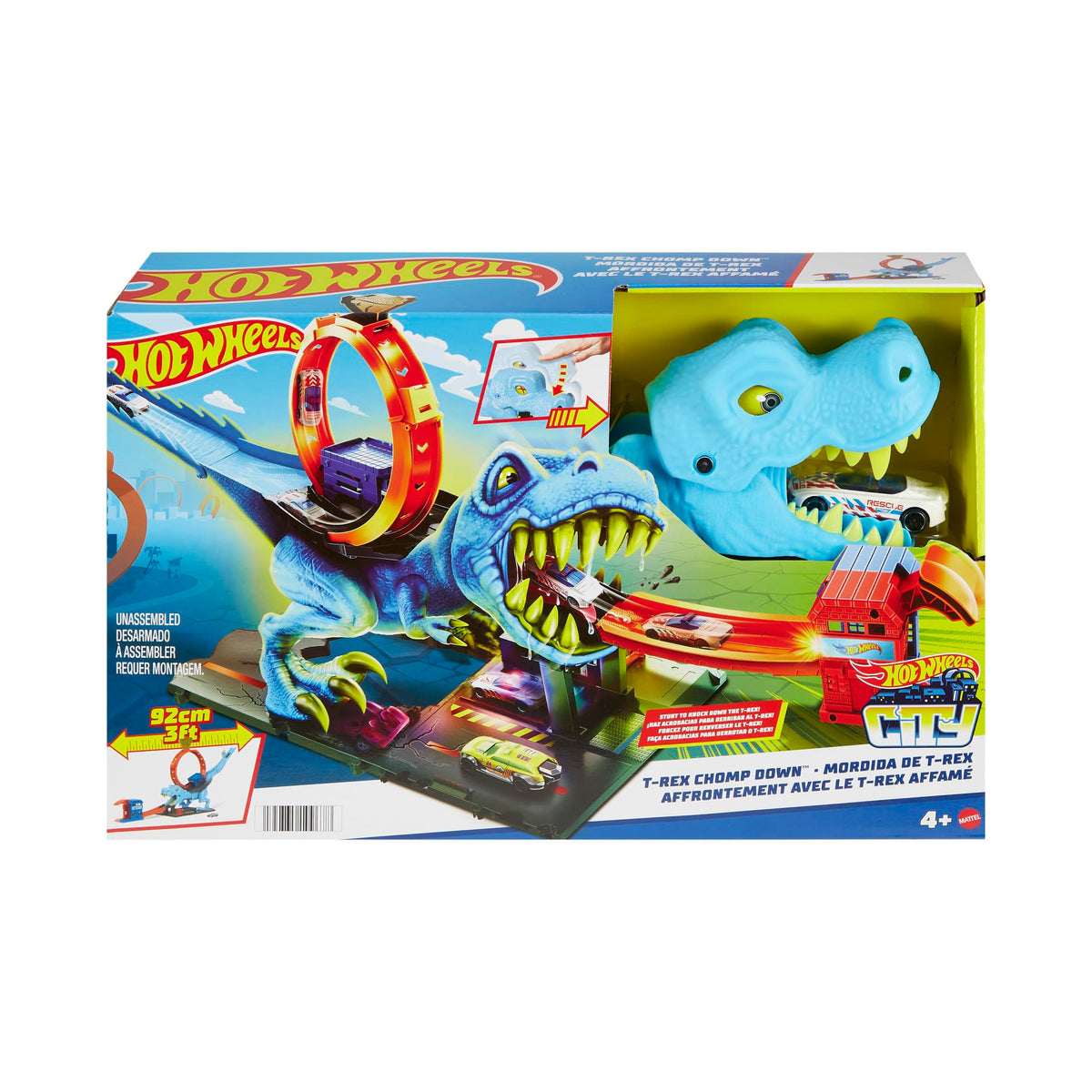 Pista T-Rex Chomp Down Azul - Hot Wheels
