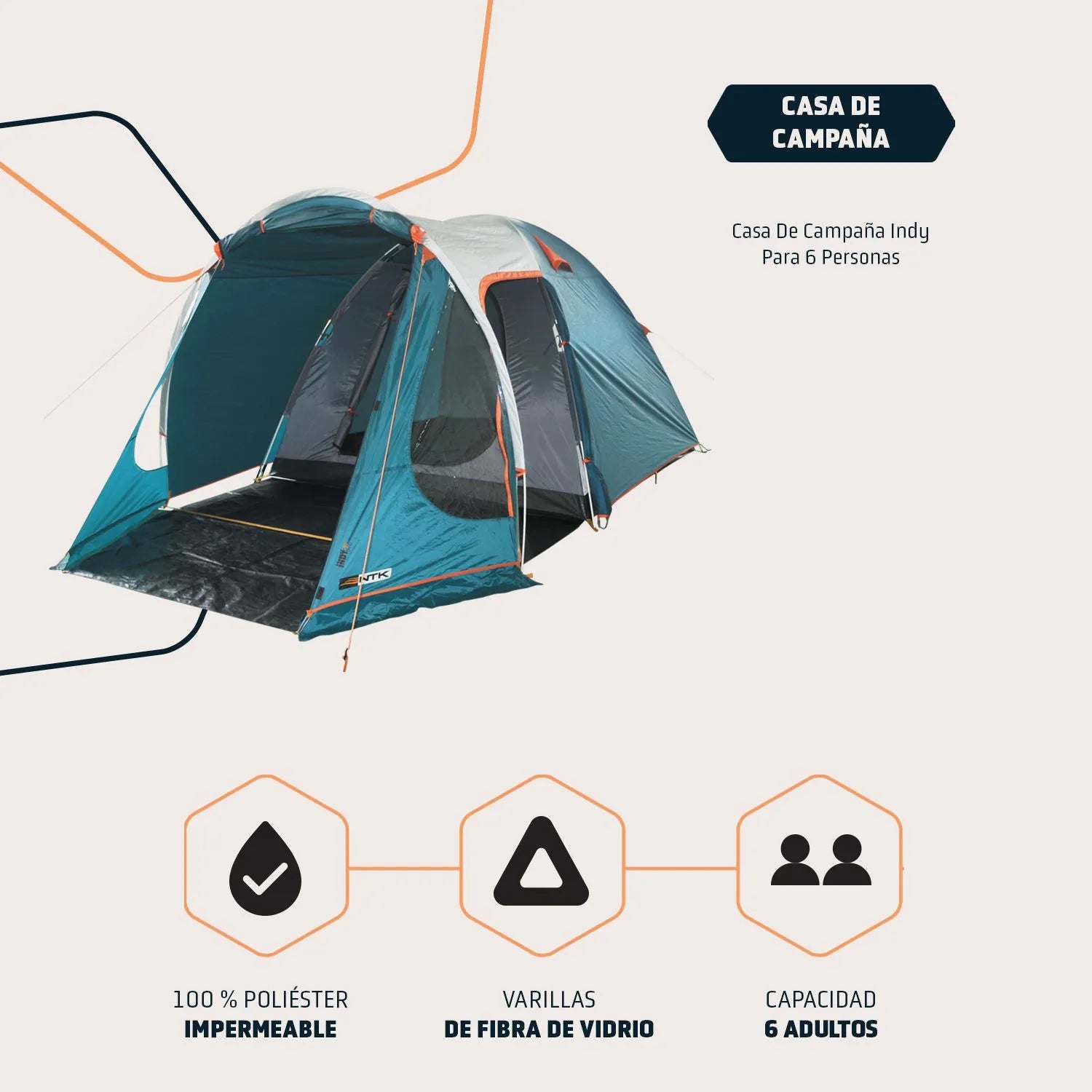 Carpa para 6 INDY Tienda De Campaña Camping - NTK en oferta outlet Colombia saldos a huevo