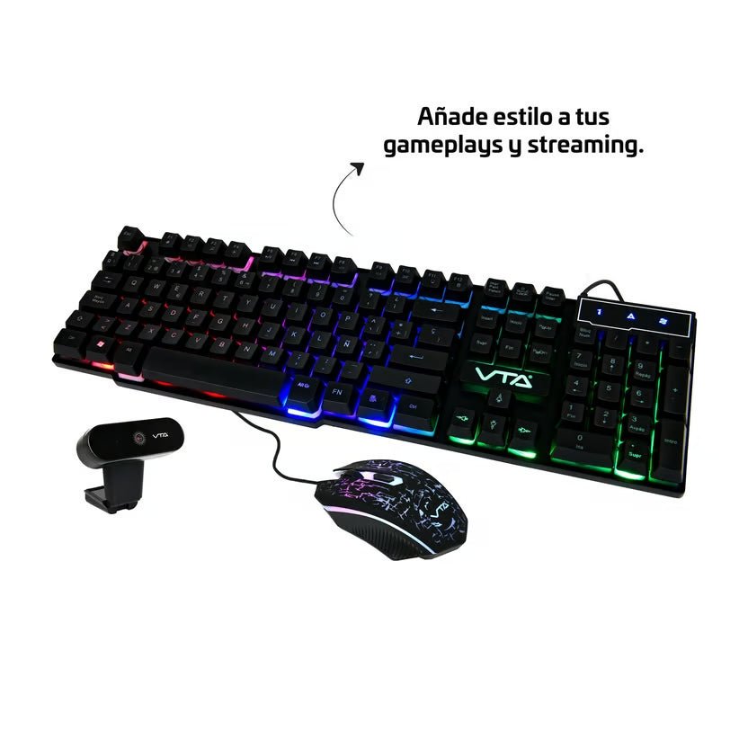 Kit Gamer 3 En 1 Camara Web 720P Teclado y Mouse - VTA - Saldos A Huevo