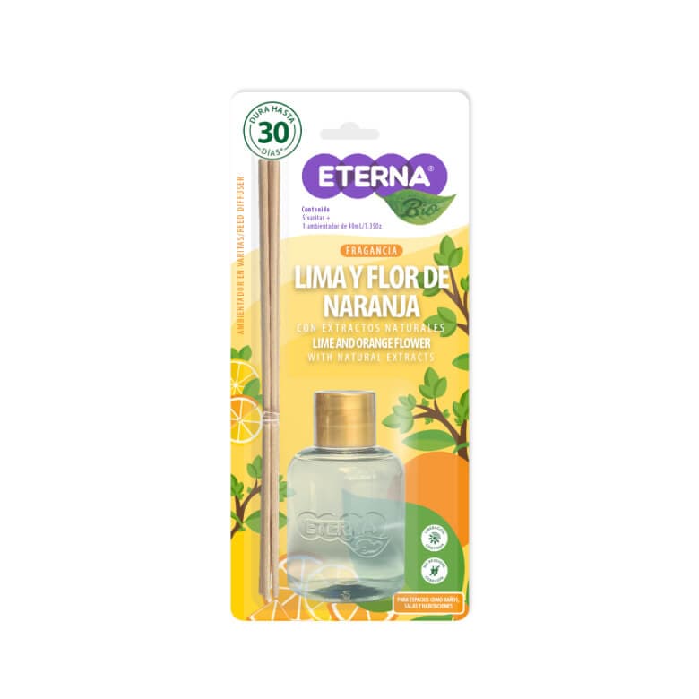 Ambientador en Varitas Lima y Flor de Naranja 80 ml - Eterna