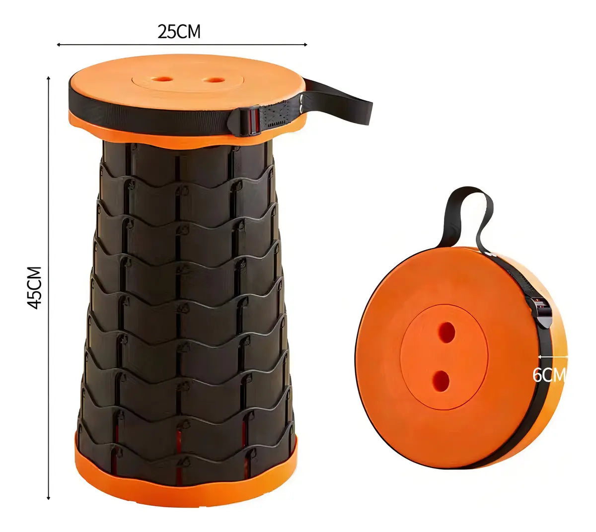 Silla Taburete Plegable Telescópico Portátil Naranja