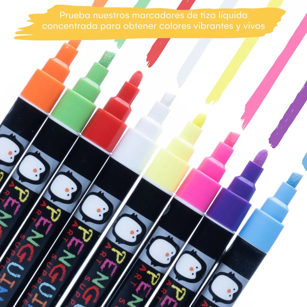 Set 8 Plumones de Tiza Líquida Punta Fina – Penguin Art - Saldos A Huevo