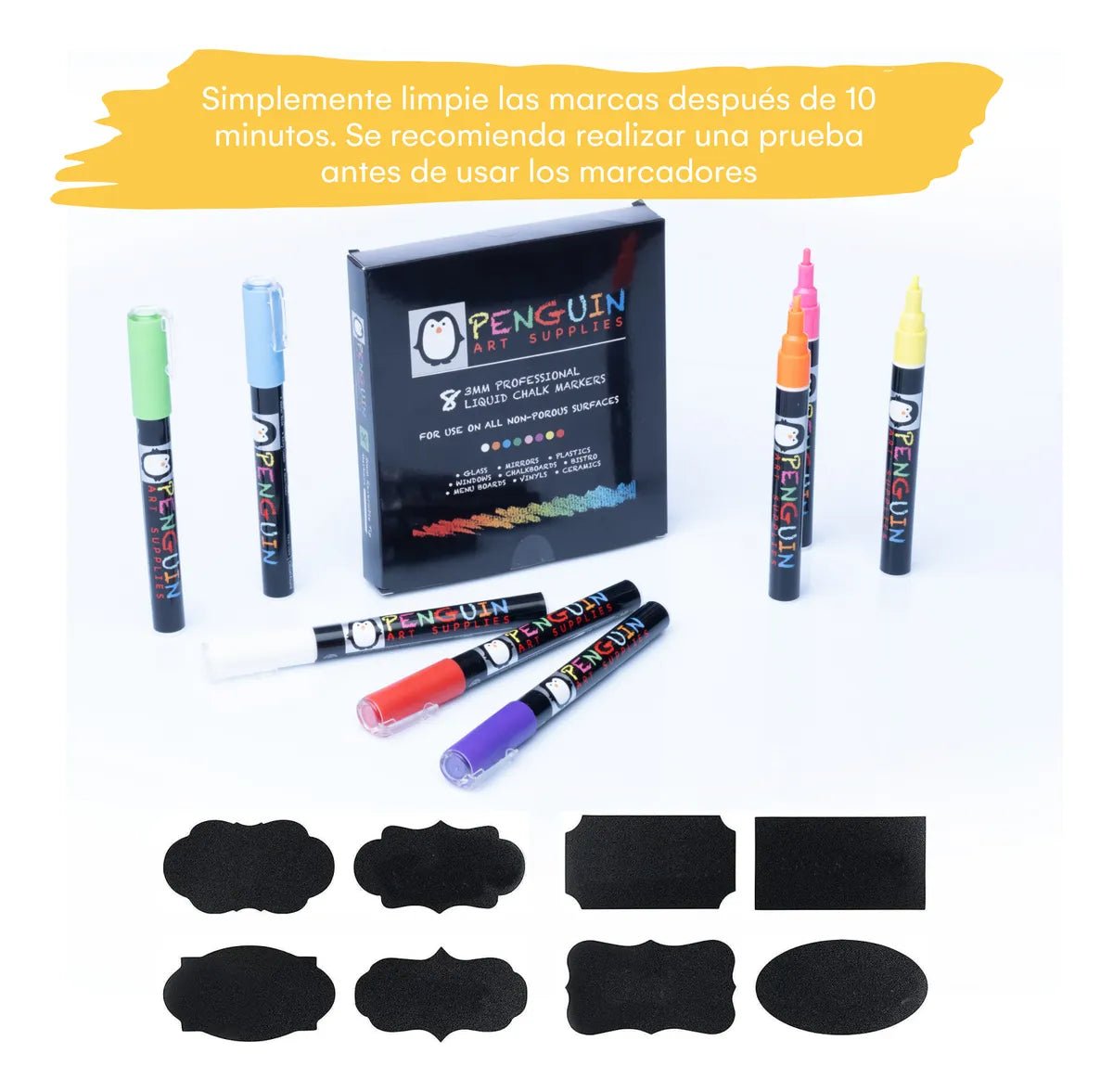 Set 8 Plumones de Tiza Líquida Punta Fina – Penguin Art - Saldos A Huevo