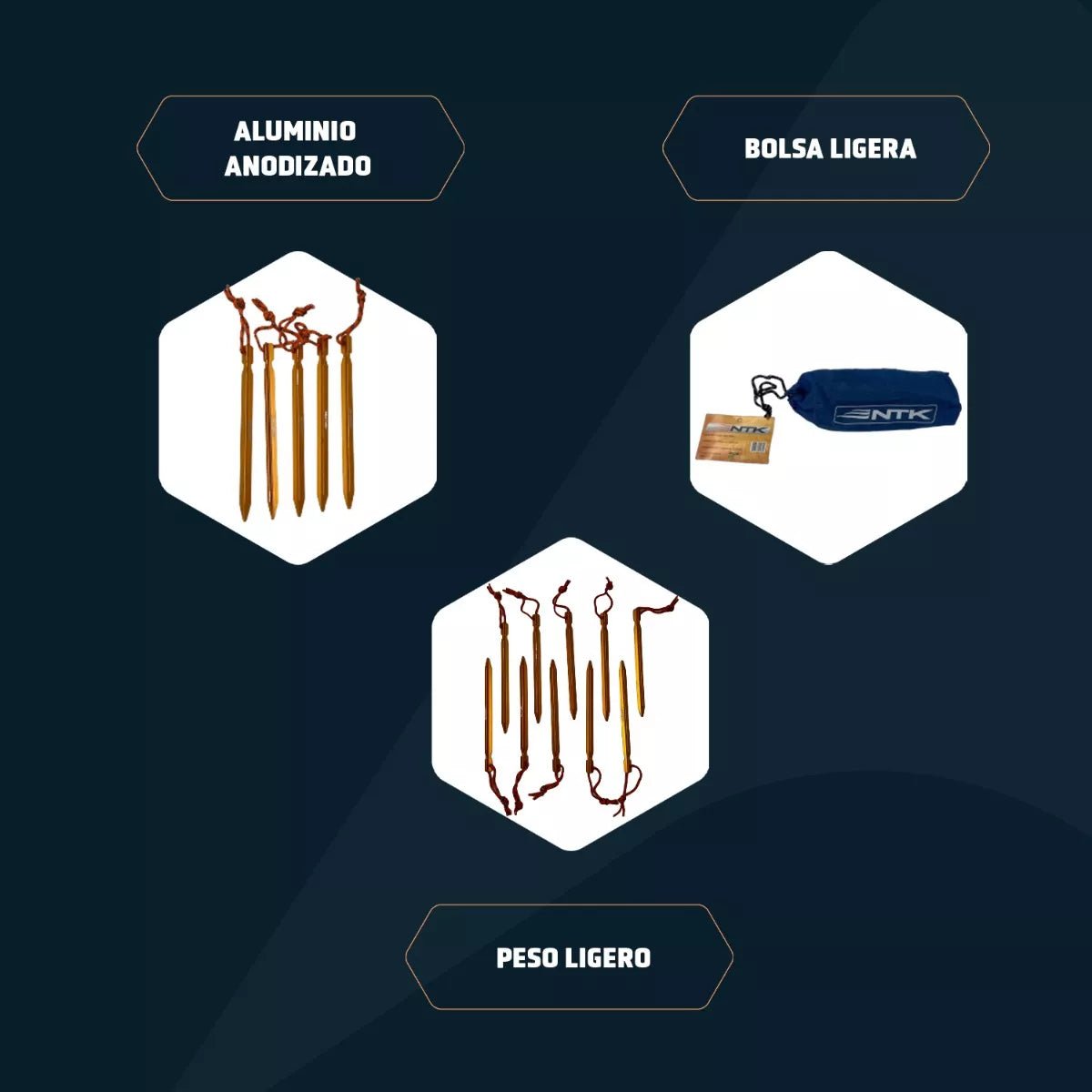 Set de 10 Estacas Para Carpa en Acero - NTK - Saldos A Huevo
