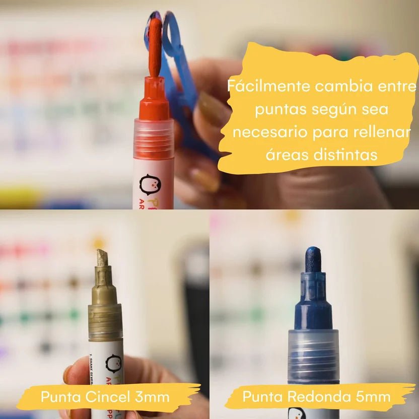 Set de 28 Marcadores Acrílicos de Doble Punta para Madera, Vidrio, Cerámica y Más – Penguin Art Supplies - Saldos A Huevo