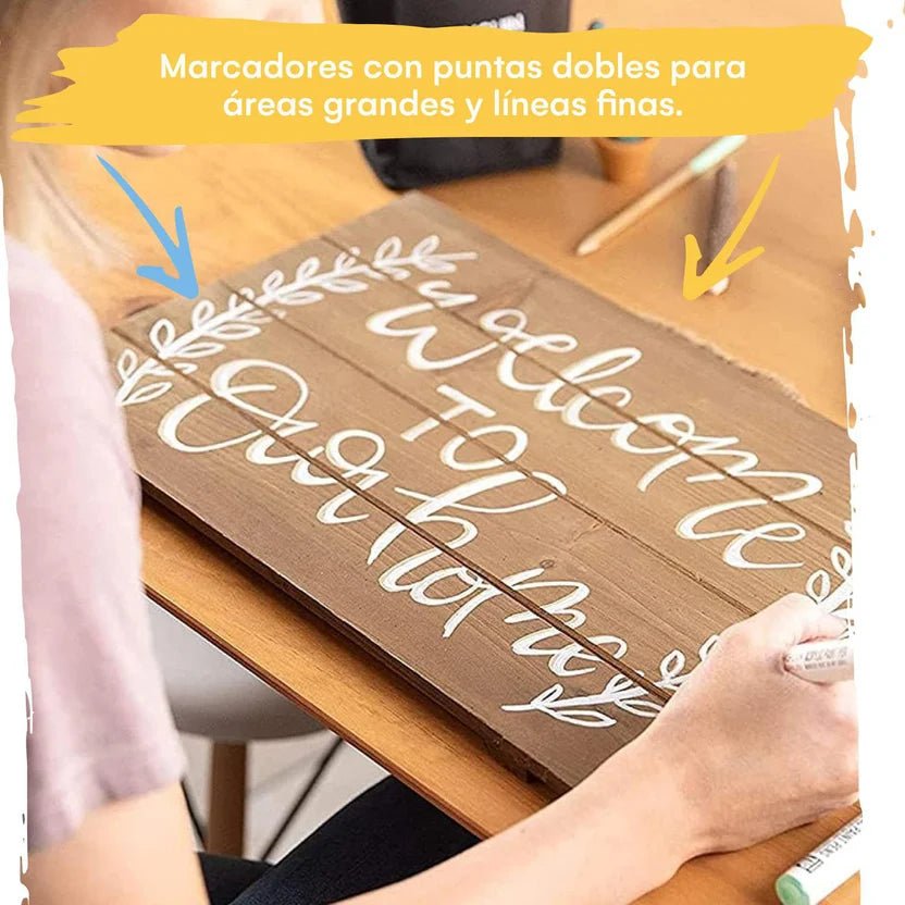 Set de 28 Marcadores Acrílicos de Doble Punta para Madera, Vidrio, Cerámica y Más – Penguin Art Supplies - Saldos A Huevo