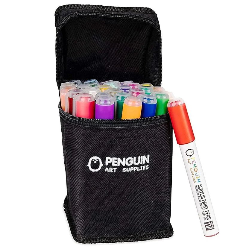 Set de 28 Marcadores Acrílicos de Doble Punta para Madera, Vidrio, Cerámica y Más – Penguin Art Supplies - Saldos A Huevo