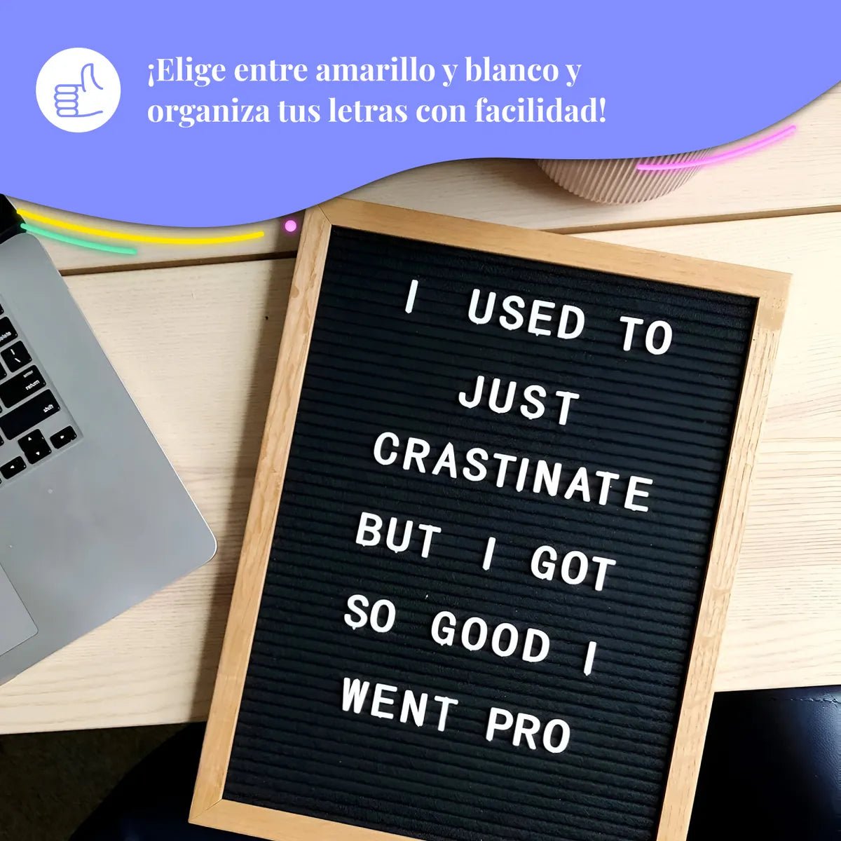 Tablero Pizarra de Fieltro con Letras – Decorativo y Personalizable (40x38 cm) - Saldos A Huevo