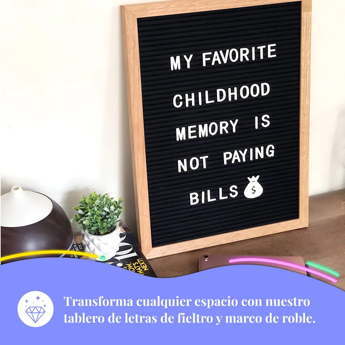 Tablero Pizarra de Fieltro con Letras – Decorativo y Personalizable (40x38 cm) - Saldos A Huevo