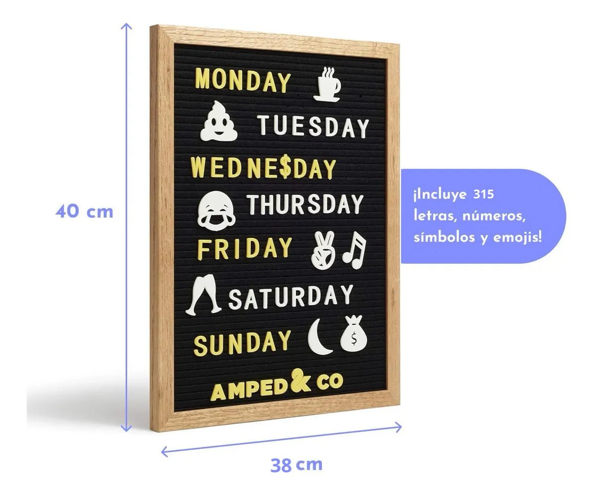 Tablero Pizarra de Fieltro con Letras – Decorativo y Personalizable (40x38 cm) - Saldos A Huevo