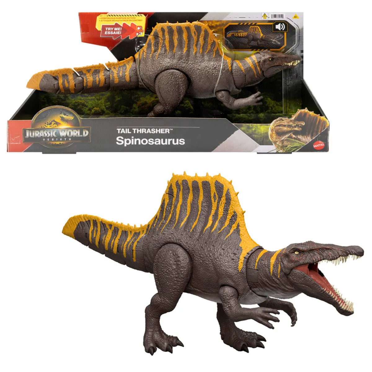 Dinosaurio Spinosaurus Tail Thrasher Jurassic World Rebirth – Mattel en oferta outlet Colombia saldos a huevo
