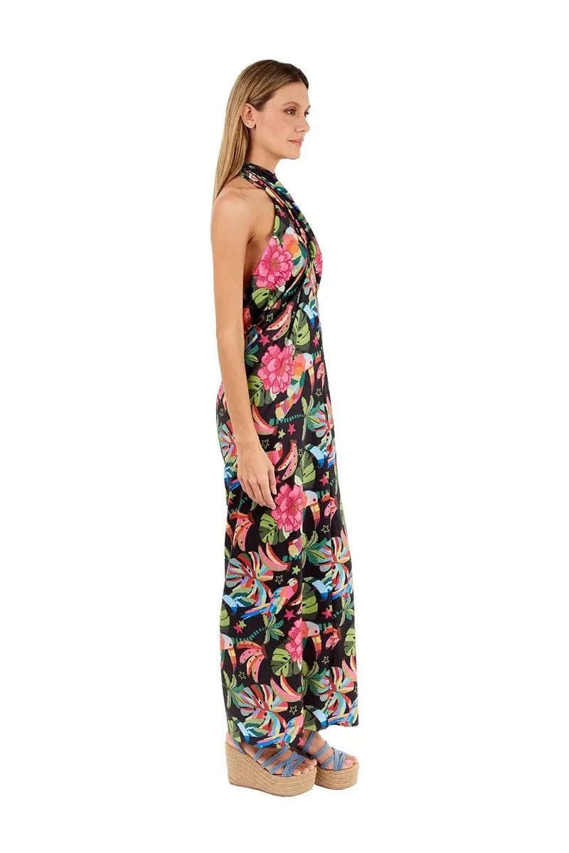 Vestido Largo Tropico Magic Negro MERCEDES CAMPUZANO 4904 en oferta outlet Colombia saldos a huevo