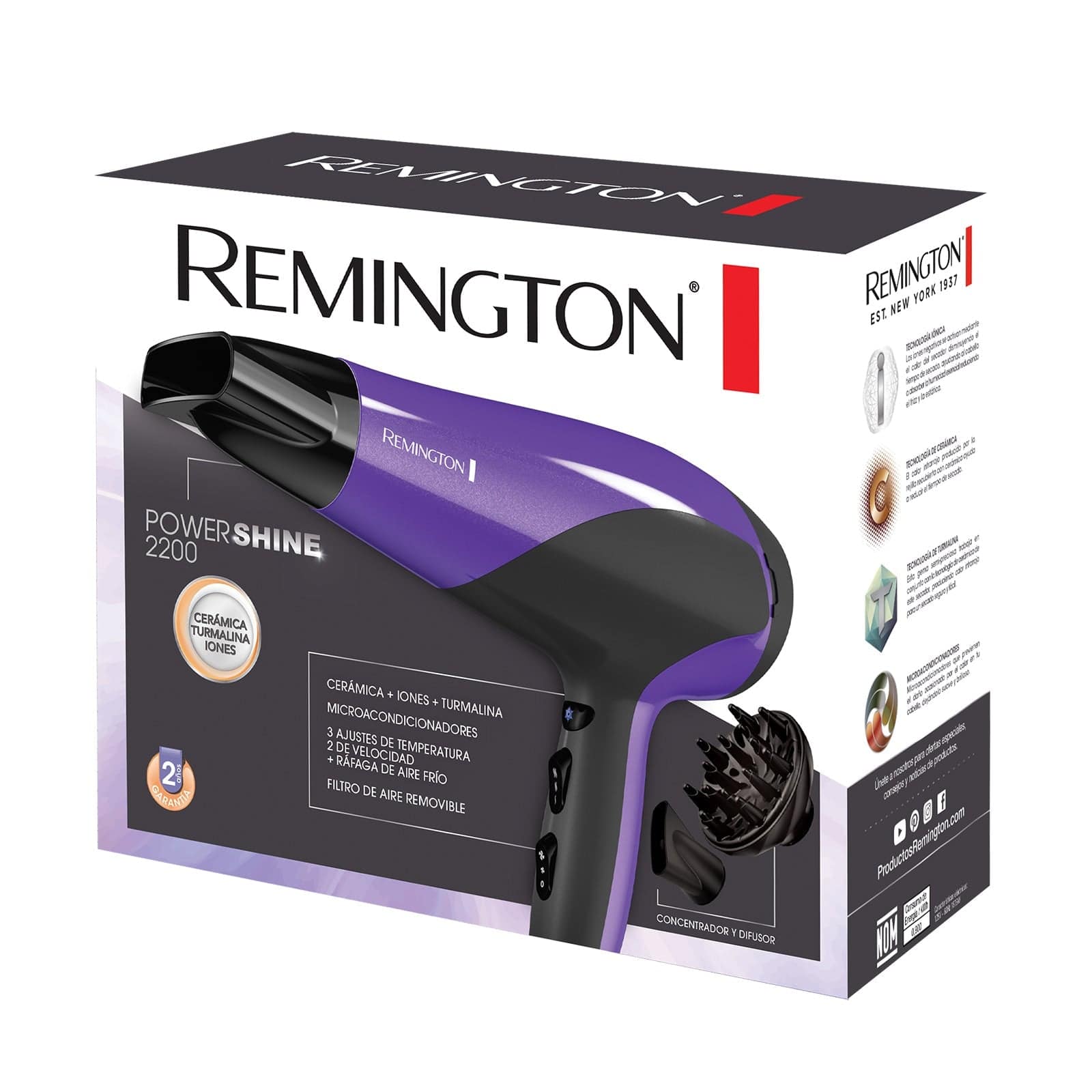 Secador Remington Power Shine D3190 Morado - Remington en oferta outlet Colombia saldos a huevo